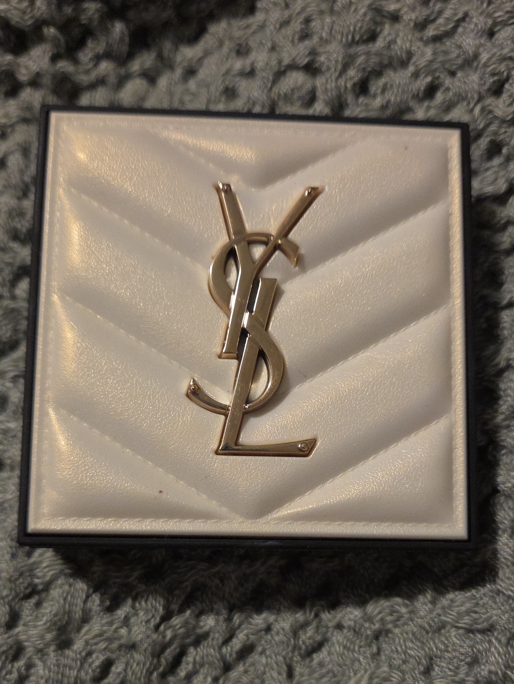 Saint Laurent White Quilted Leather Card Holder with Gold YSL Logo
